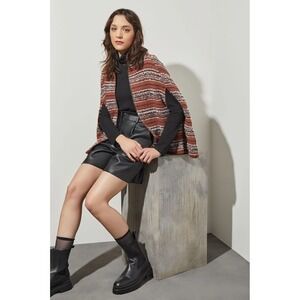 NWT Ming Wang Collared Zip Front Cozy Knit Cape Size Small/ Medium